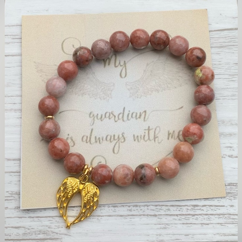 Beaded Angel wings charm bracelet